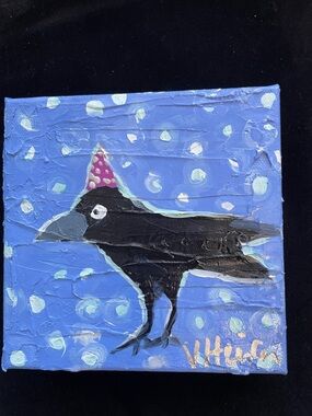 The Journey “On Periwinkle Original Acrylic Painting  6”x 6”1.5” Handmade